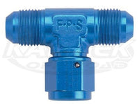 Fragola AN -6 Blue Anodized Aluminum Tee With AN -6 Female Swivel On The Side Fittings
