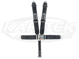 3" 5-Way Duck Bill Latch & Link Snap-In Seat Belt w/ Pads Black w/ Adjuster Springs
