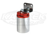 12318 - 100 Micron, 3/8" NPT Red/Polished Canister Fuel Filter 6.125Ã“ tall x 3.75Ã“ diameter