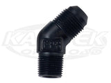 Fragola AN -16 Male To 1" NPT National Pipe Taper Black Anodized Aluminum 45 Degree Fittings