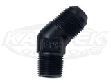 Fragola AN -6 Male To 1/4" NPT National Pipe Taper Black Anodized Aluminum 45 Degree Fittings