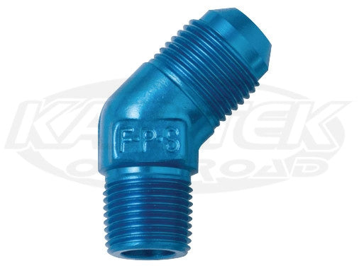 Fragola AN -16 Male To 1" NPT National Pipe Taper Blue Anodized Aluminum 45 Degree Fittings