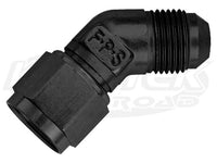 Fragola AN -3 Female To AN -3 Male Black Anodized Aluminum 45 Degree Swivel Couplers