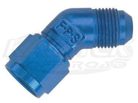 Fragola AN -12 Female To AN -12 Male Blue Anodized Aluminum 45 Degree Swivel Couplers