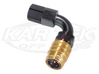 5000 Series 90_ Quick-Connect Socket - Gold -10 AN Female, Fluorocarbon Seal, Valved
