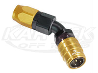 5000 Series 45_ Quick-Connect Socket - Gold -10 AN Reusable Nut, Fluorocarbon Seal, Valved