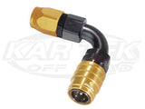 5000 Series 90_ Quick-Connect Socket - Gold -10 AN Reusable Nut, Fluorocarbon Seal, Valved