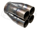 Steel 4 into 1 Exhaust Header Collector 2" Inside Diameter Inlets To 3-1/2" Outside Diameter Outlet