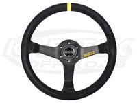 Sparco R345 Steering Wheel 350mm Dia. x 63mm Dish Suede w/ Yellow Strip