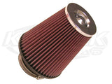 Round Tapered Cone Air Filters w/ Chrome Top 3-1/4" flange dia. 8" tall