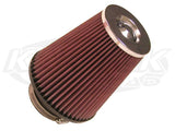 Round Tapered Cone Air Filters w/ Chrome Top 3" flange dia. 6-3/4" tall