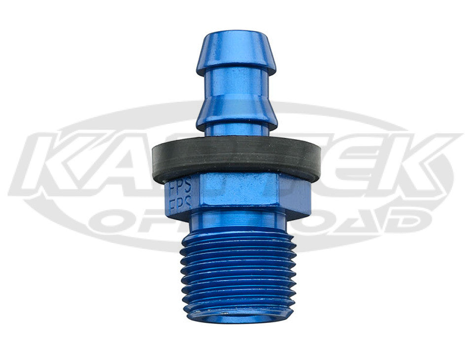 Fragola AN -6 Push Lock Hose To 3/8" NPT Pipe Thread Blue Anodized Aluminum Straight Hose Ends
