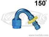 Fragola AN -10 Blue Anodized Aluminum Series 8000 Push-Lite 150 Degree Bent Tube Hose Ends