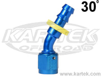 Fragola AN -16 Blue Anodized Aluminum Series 8000 Push-Lite 30 Degree Bent Tube Hose Ends