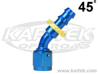 Fragola AN -8 Blue Anodized Aluminum Series 8000 Push-Lite 45 Degree Bent Tube Hose Ends