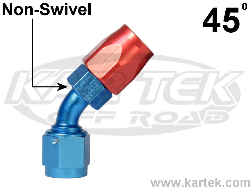 Fragola AN -4 Red And Blue Anodized Aluminum Series 3000 Cutter Style 45 Degree Bent Tube Hose Ends