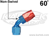 Fragola AN -4 Red And Blue Anodized Aluminum Series 3000 Cutter Style 60 Degree Bent Tube Hose Ends