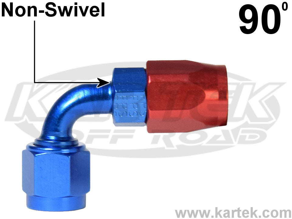 Fragola AN -4 Red And Blue Anodized Aluminum Series 3000 Cutter Style 90 Degree Bent Tube Hose Ends