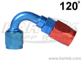 Fragola AN -8 Red And Blue Anodized Aluminum Series 3000 Cutter Style 120 Degree Bent Tube Hose Ends