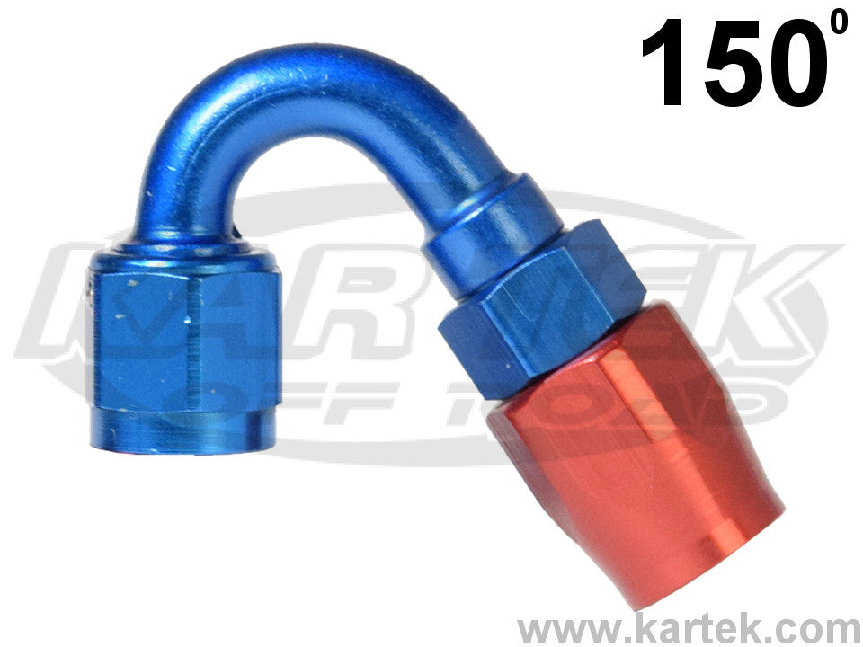 Fragola AN -10 Red And Blue Anodized Aluminum Series 3000 Cutter Style 150 Degree Bent Tube Hose End