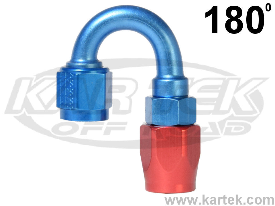 Fragola AN -10 Blue And Red Anodized Aluminum Series 3000 Cutter Style 180 Degree Bent Tube Hose End