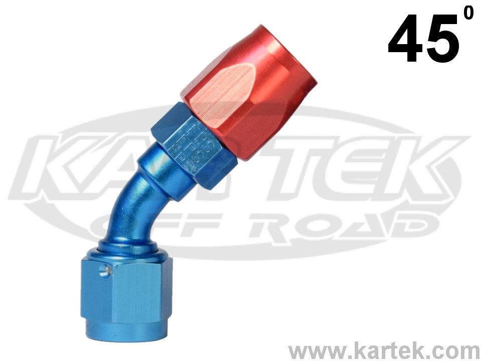 Fragola AN -10 Red And Blue Anodized Aluminum Series 3000 Cutter Style 45 Degree Bent Tube Hose Ends