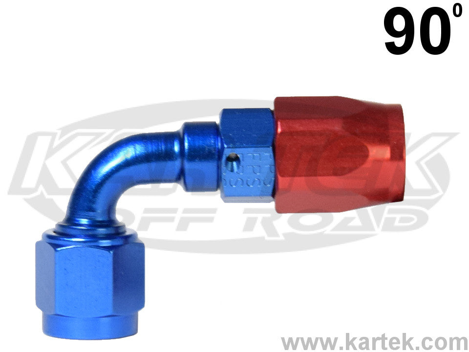 Fragola AN -20 Red And Blue Anodized Aluminum Series 3000 Cutter Style 90 Degree Bent Tube Hose Ends