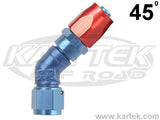 Fragola AN -16 Red And Blue Anodized Series 3000 Cutter Style 45 Degree Low Profile Hose Ends
