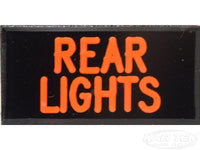 REAR LIGHTS Dash Badge Self Adhesive ID Label For Your Indicator Lights Or Switches