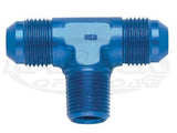 Fragola AN -3 Blue Anodized Aluminum Tee With 1/8" NPT National Pipe Tapered On The Side Fittings